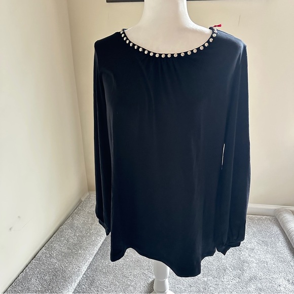 Ruby Rd. Velvet Crush Black Long Sleeve Top Small Embellished Neckline Blouse

⸻ - Picture 7 of 9